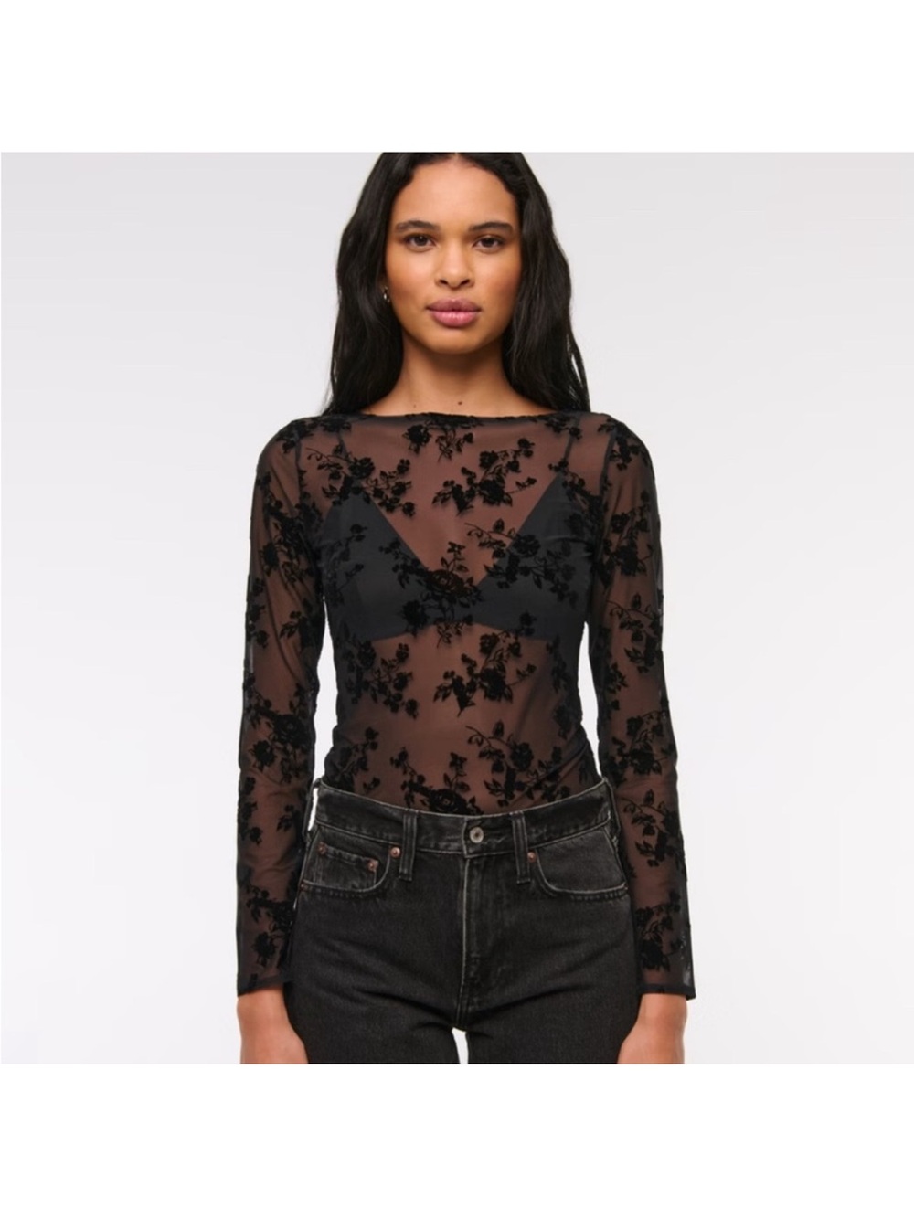 Abercrombie Black Floral Top